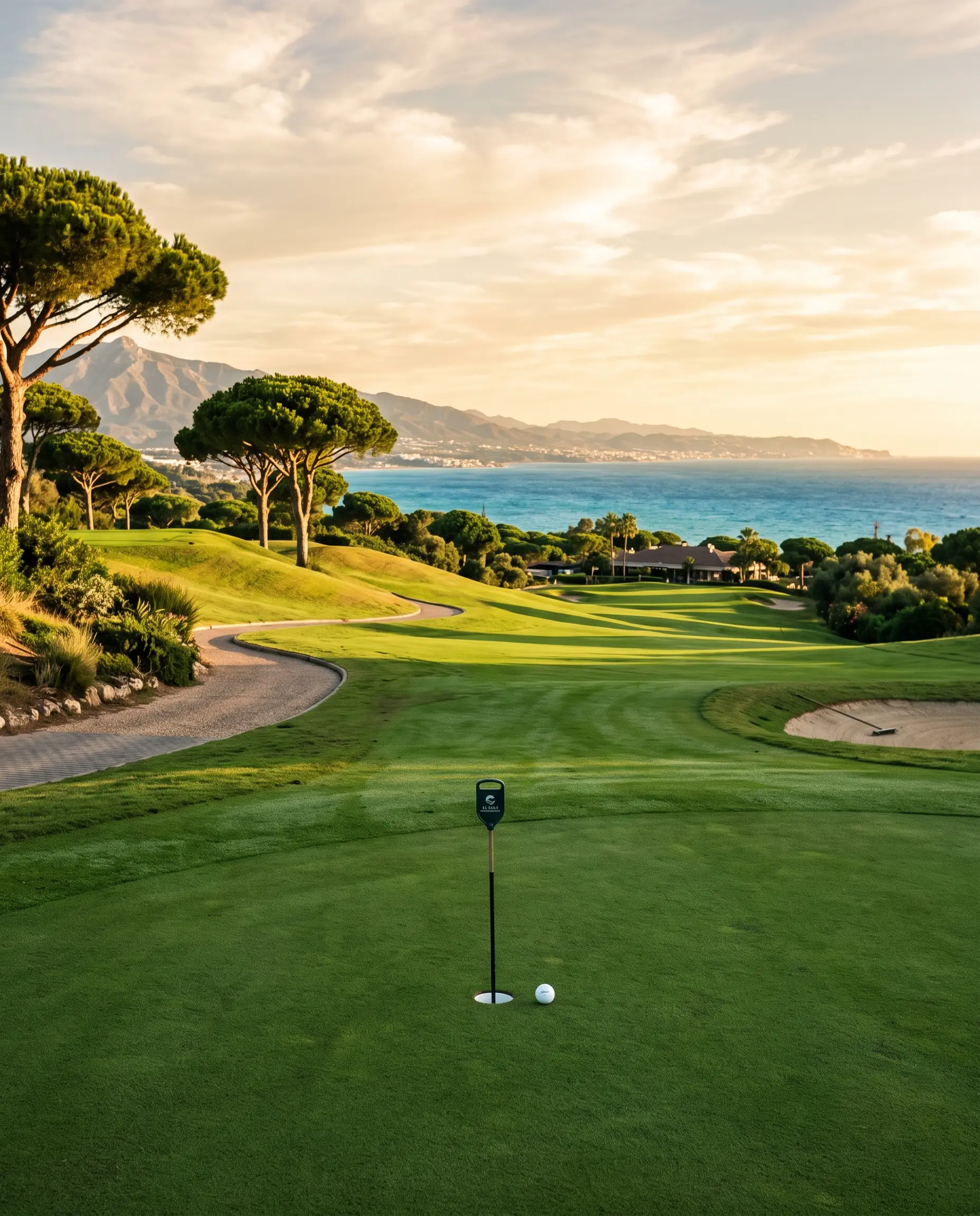 Campo de golf de la Costa del Sol con el mar al fondo